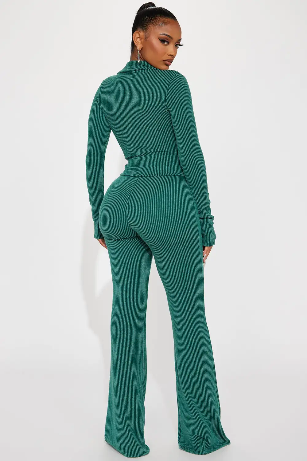 Josie Ribbed Long Sleeve Set - Hunter