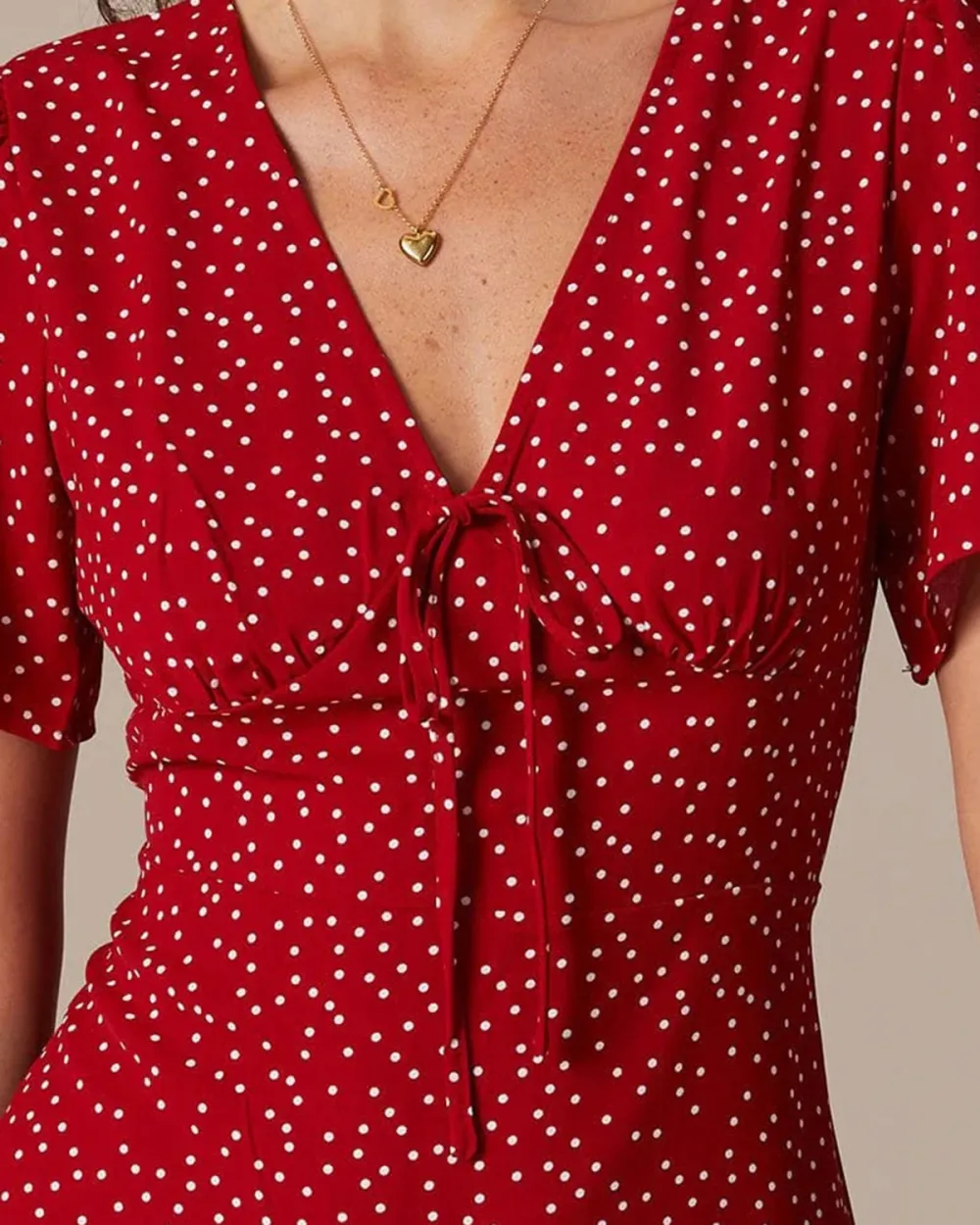 Deep V Neck Red Dress