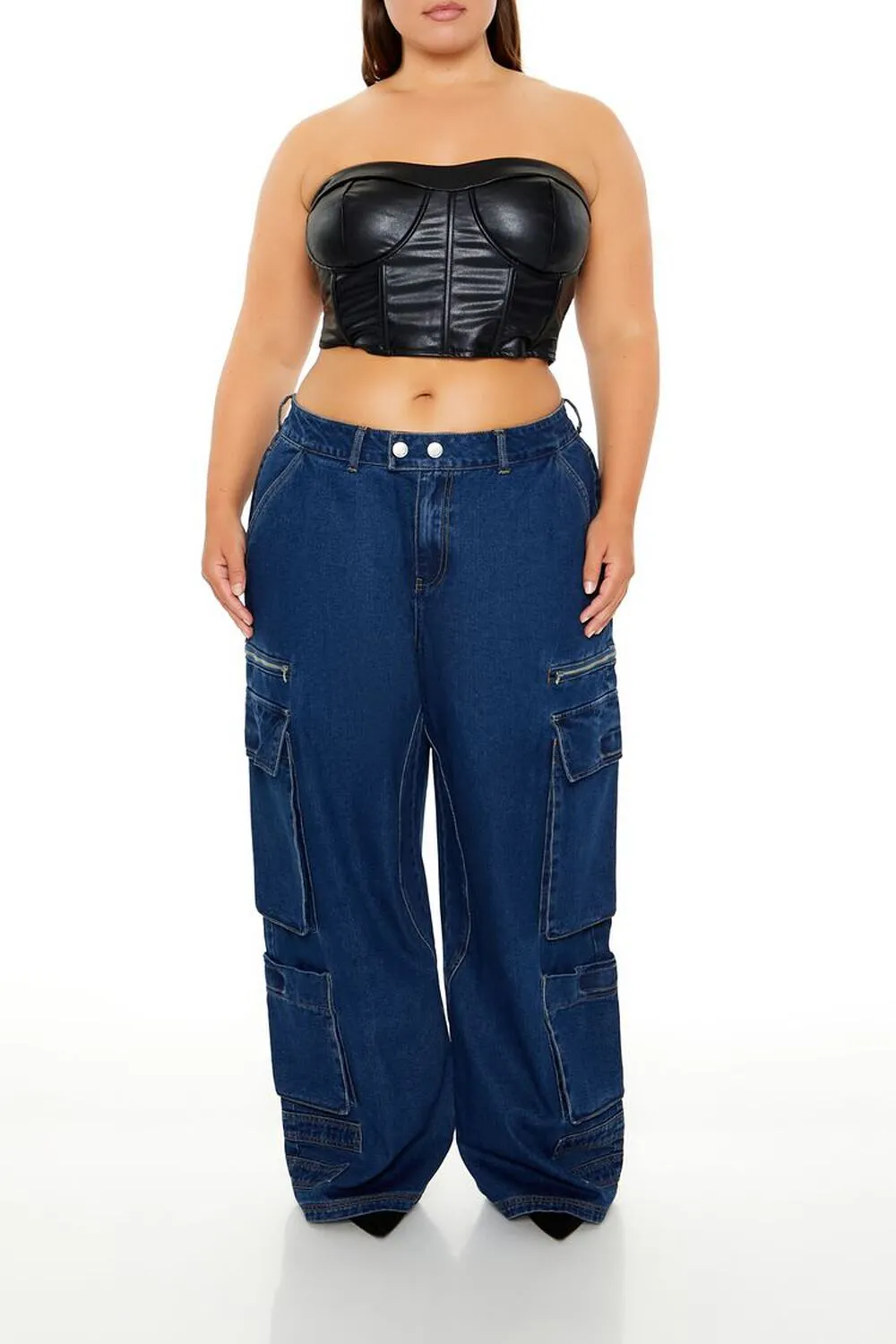 Plus Size Mid-Rise Cargo Jeans