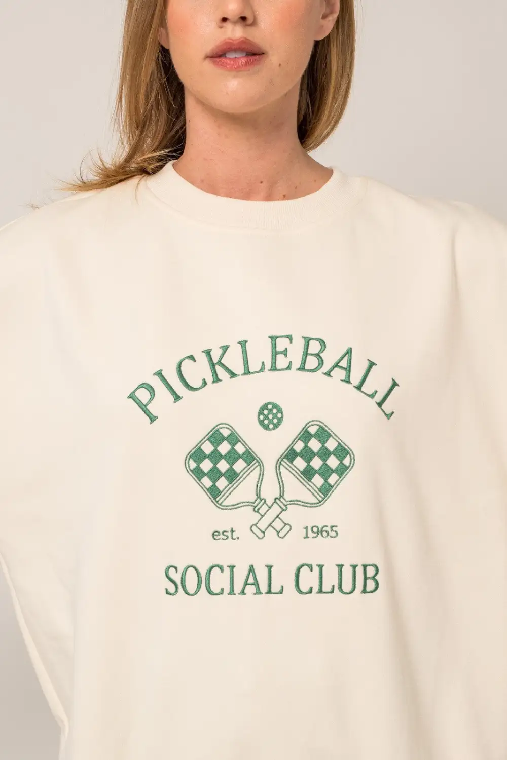 Pickleball Crewneck ? Cream/Green