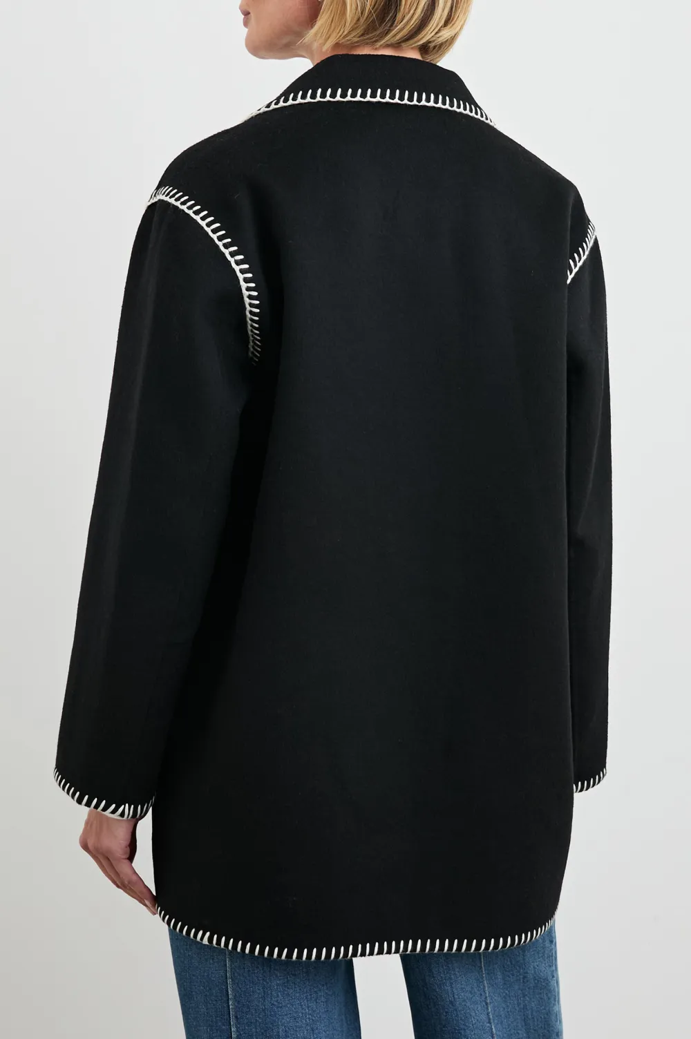 Contrasting-Color Sewn Wool Women's Jacket