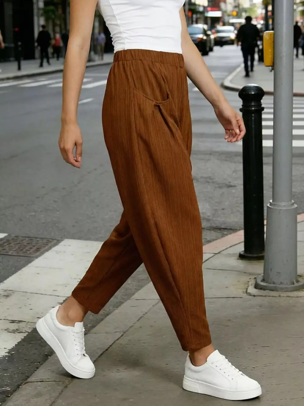 Casual Elastic Waist Harem Pants