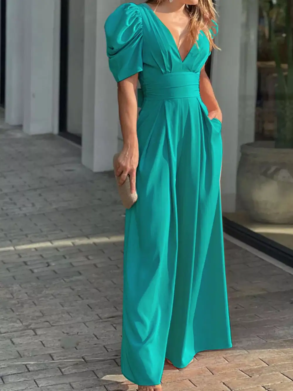 Wide Leg Puff Jumpsuit