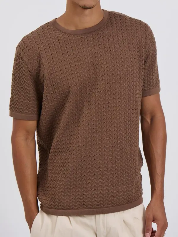 Simple Casual And Daily Silver Knitted Tee