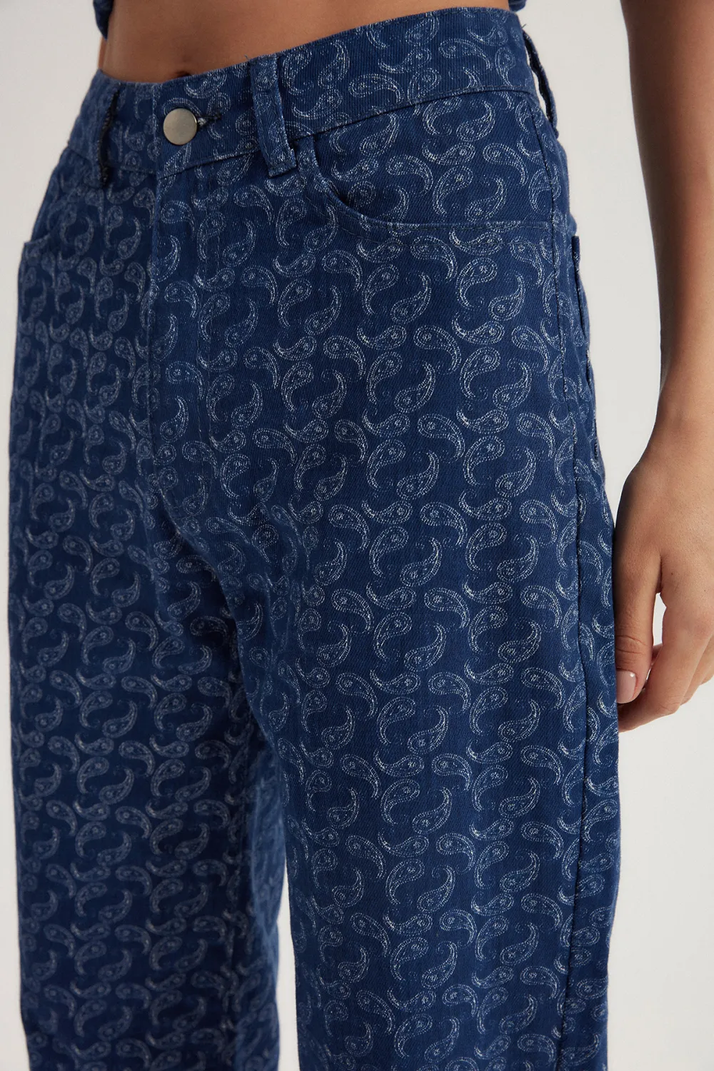 Textured Denim Pants