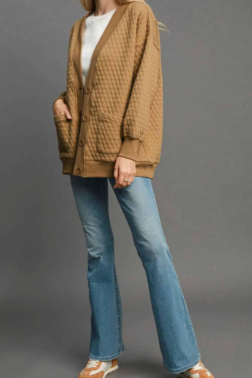 Button-Up Jacquard Cardigan