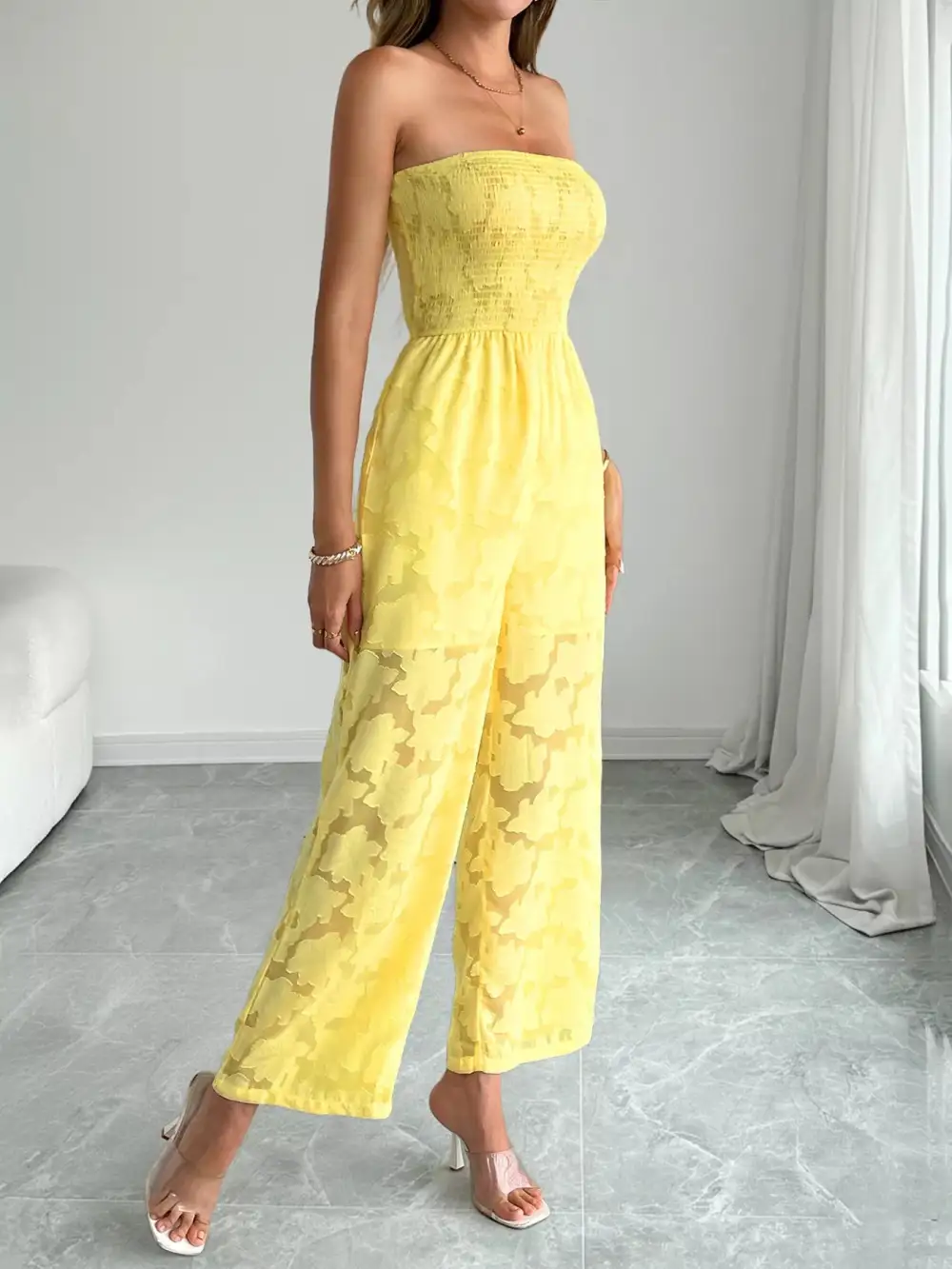 Lace Smocked Jumpsuit