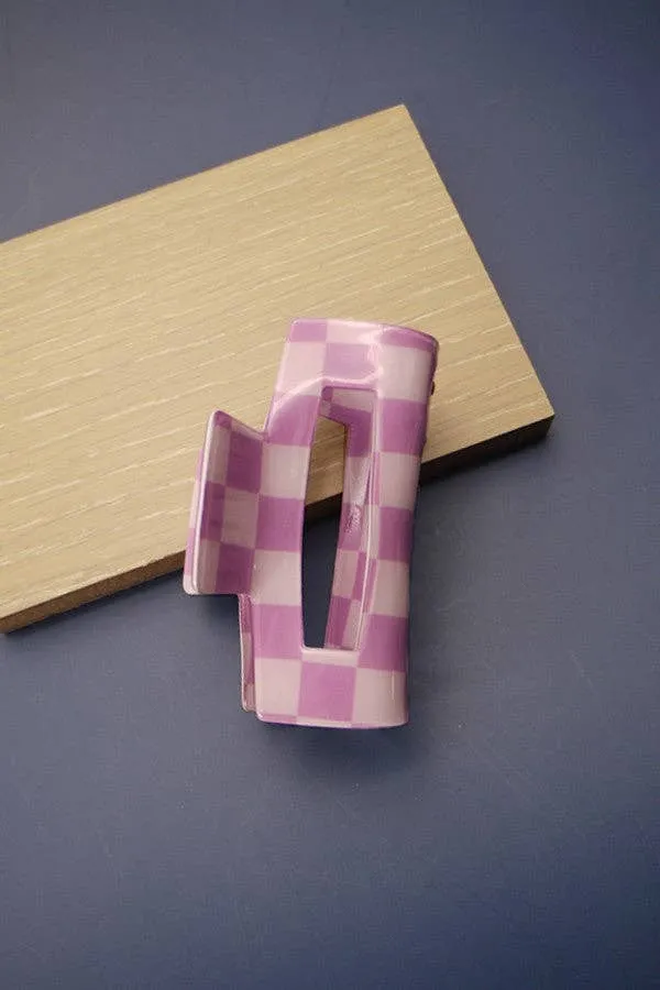 Checker Pattern Hair Claw Clip