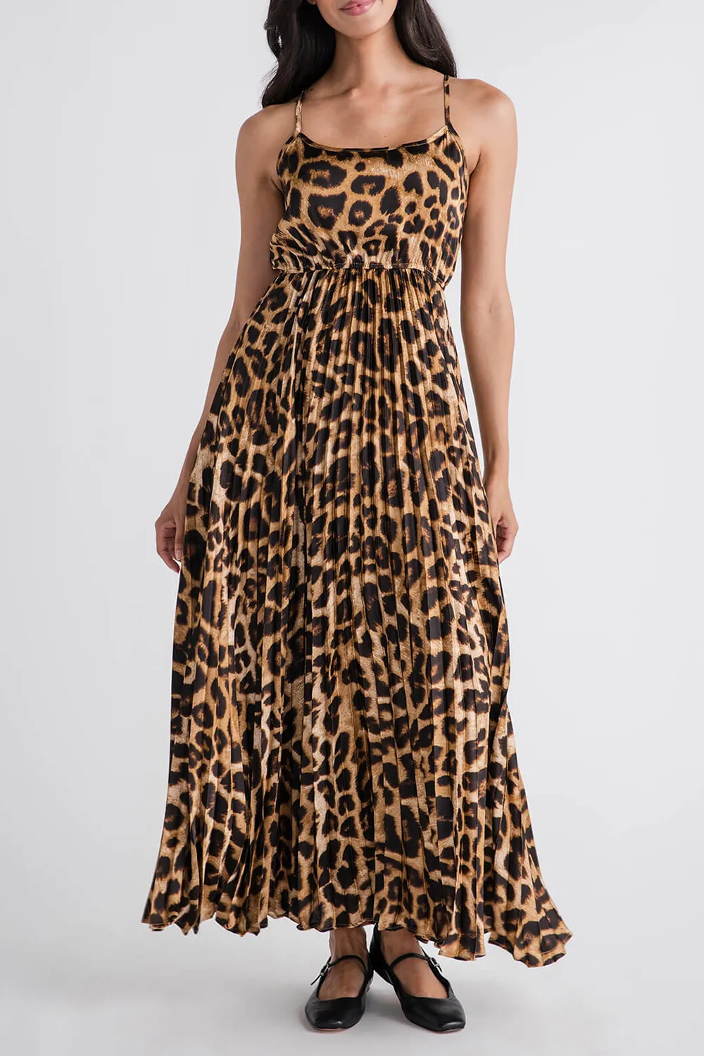 Miou Muse Leopard Print Pleated Dress - leopard