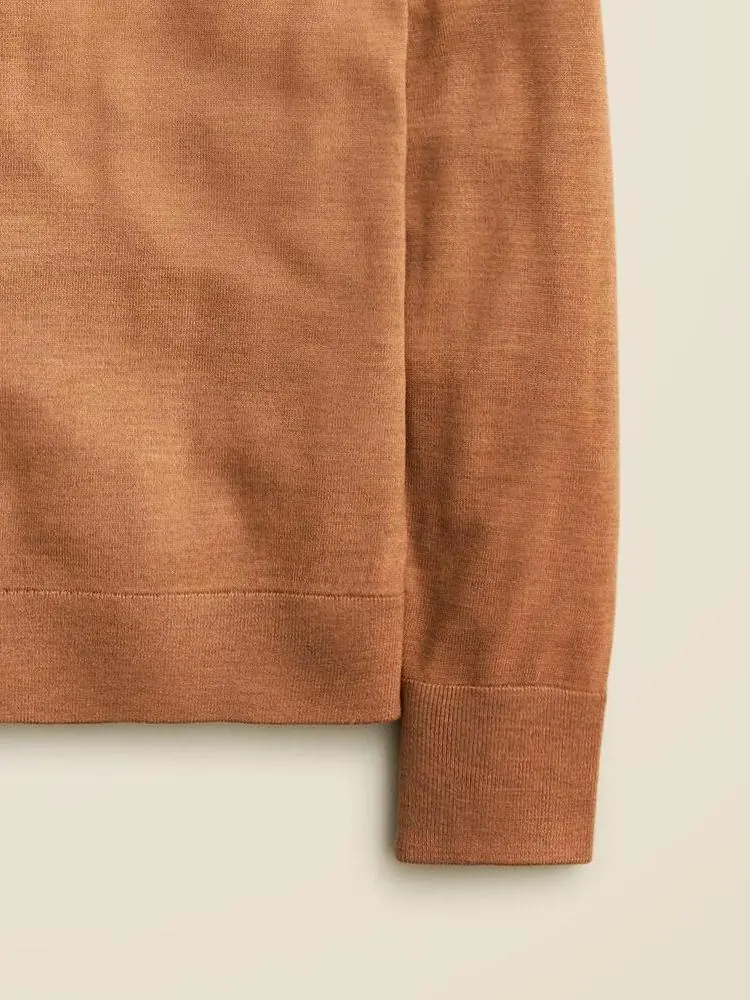 Camel Quarter Zip Knit Sweater