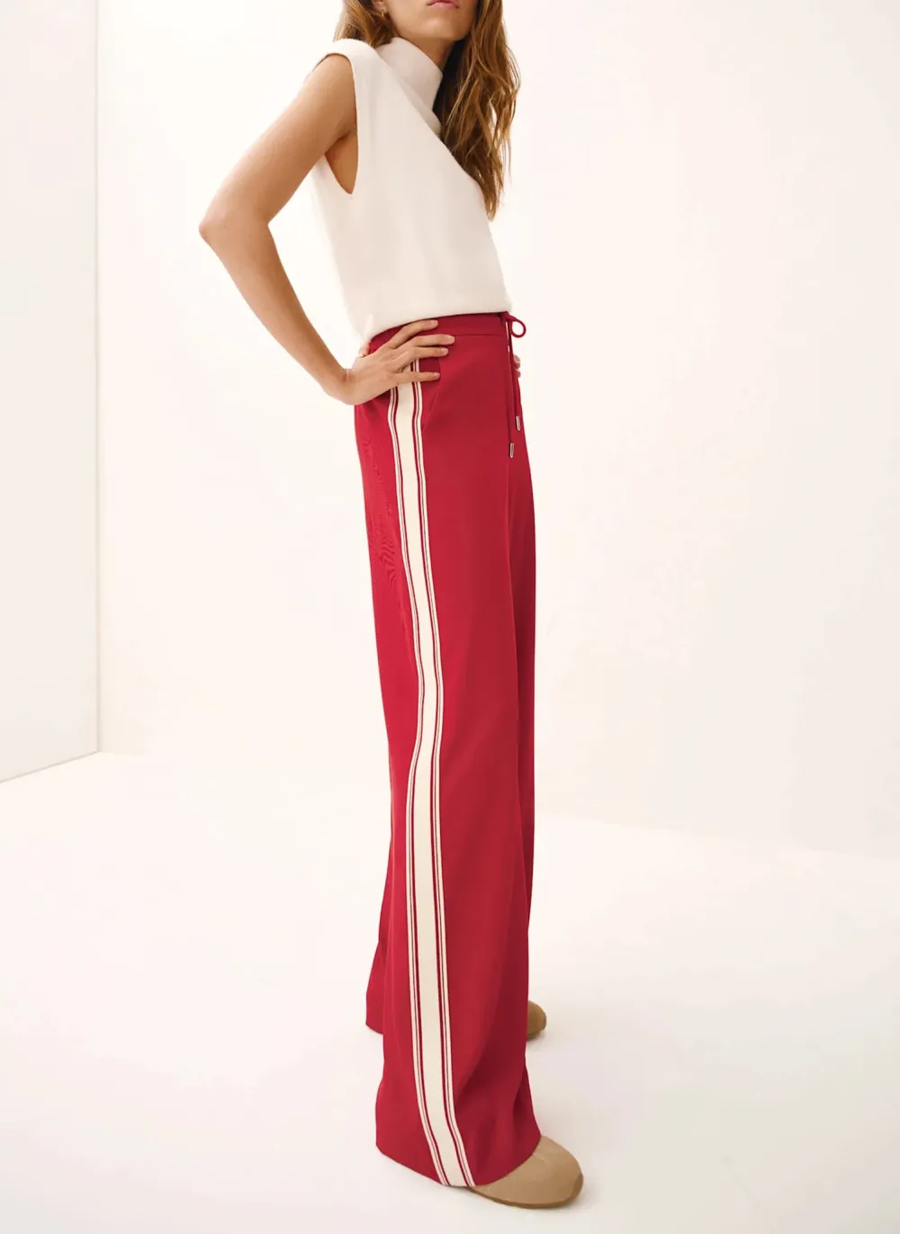 Casual Style Red Side Stripe Trousers