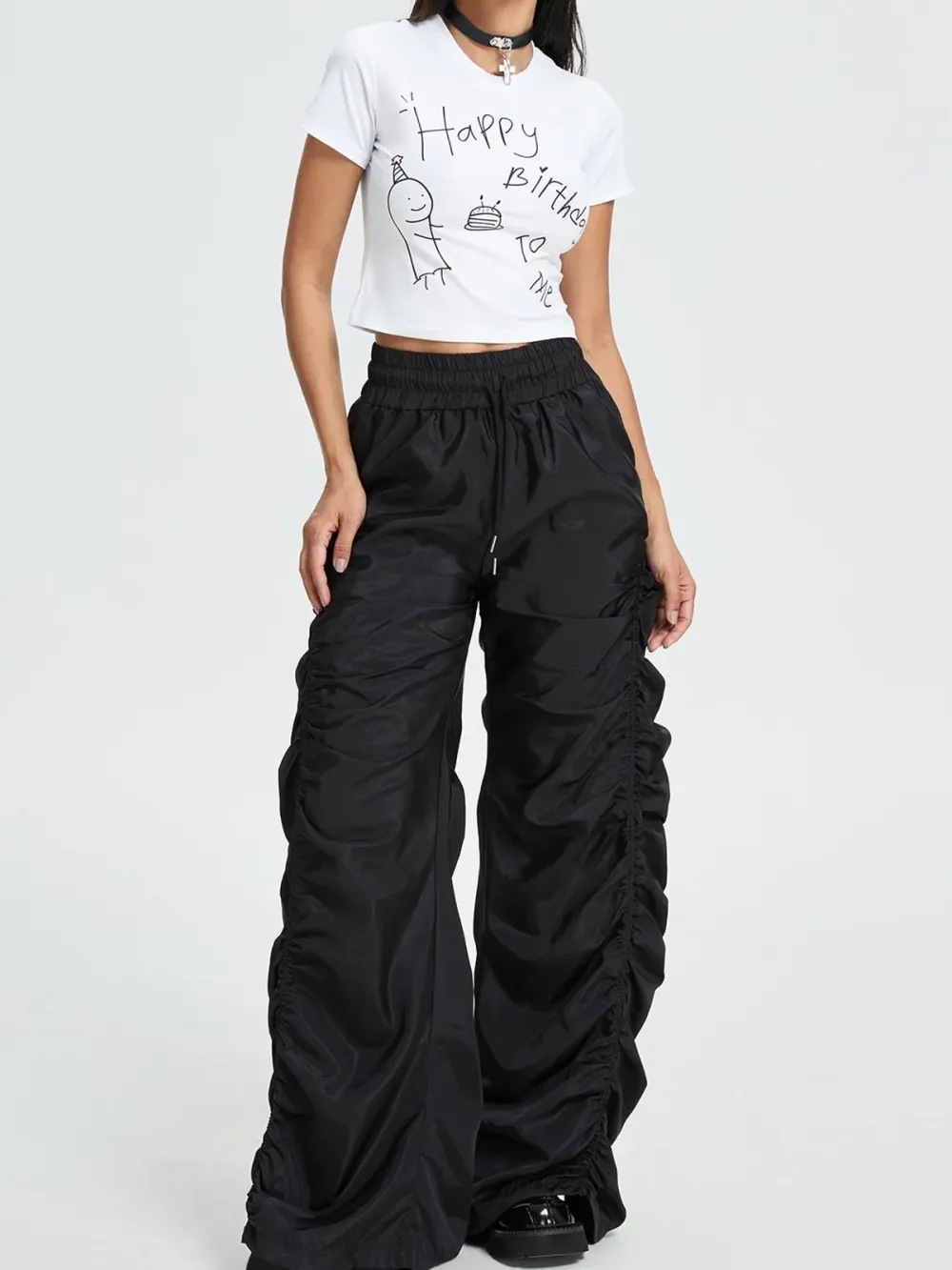 Y2K White Basic Top T-Shirt