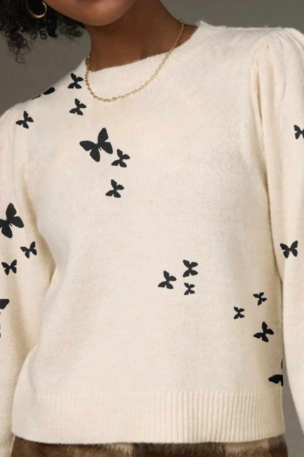 Tami Tonal Flower Applique Pullover Sweater