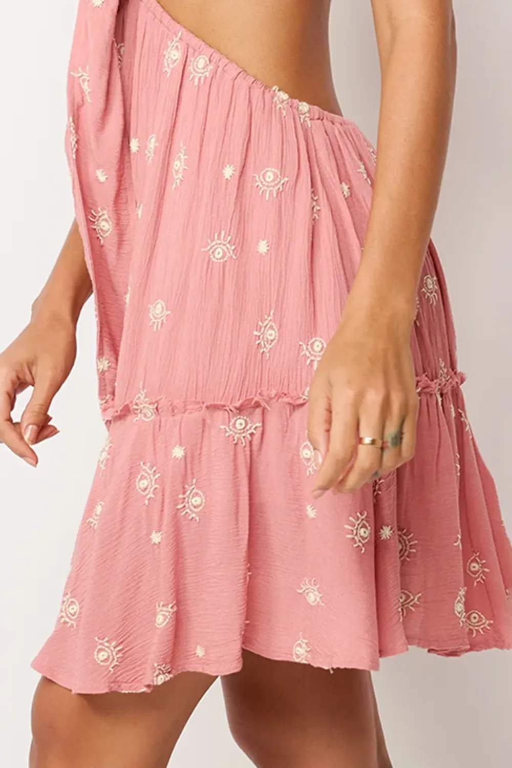 Pink Polka Dot Cut Out Mini Dress