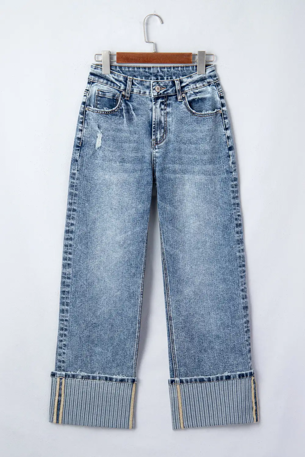 Cuffed Straight Loose Jeans