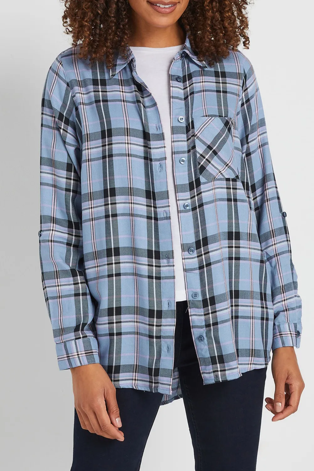Boyfriend Check Loose Shirt For Women