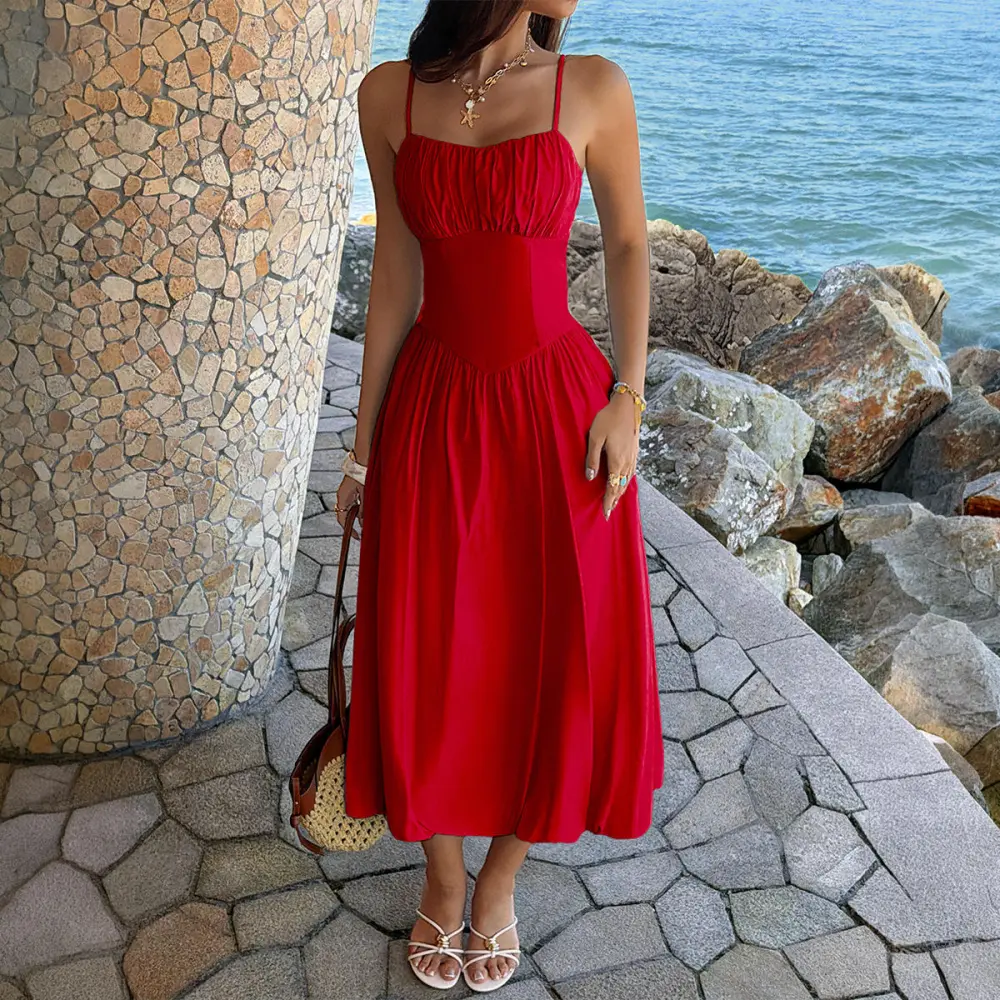 Women's Crinkle Halter Neck Dress
