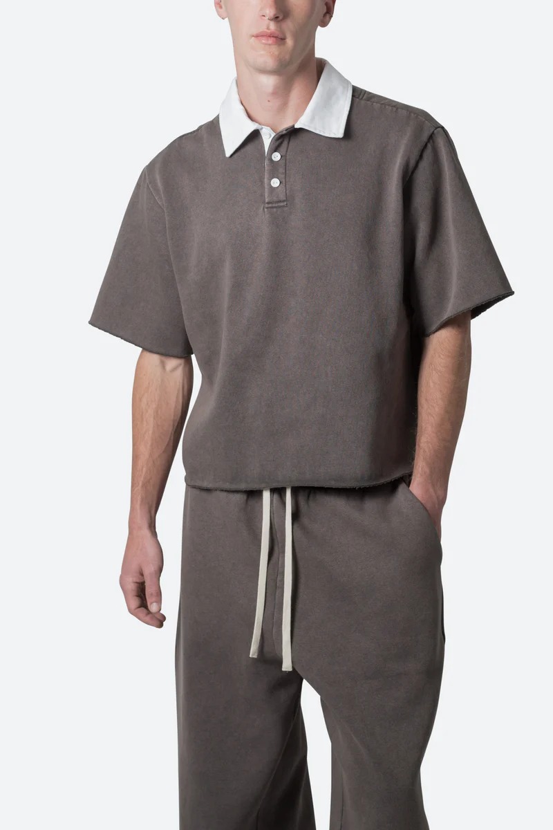 FLEECE OVERSIZED POLO SHIRT