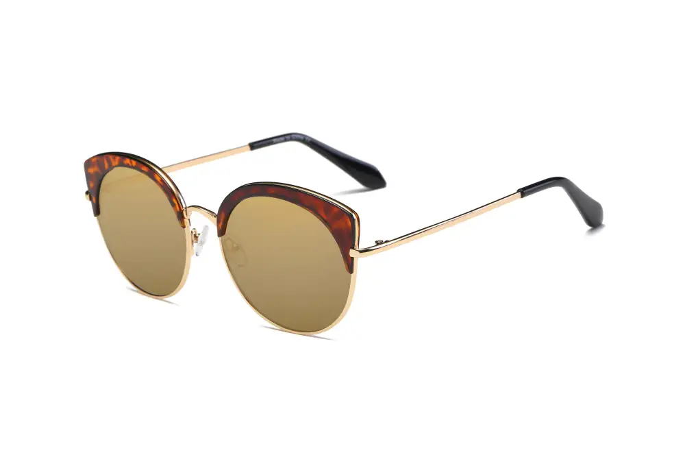 Round Chic Half Frame Cat-Eye Sunglasses