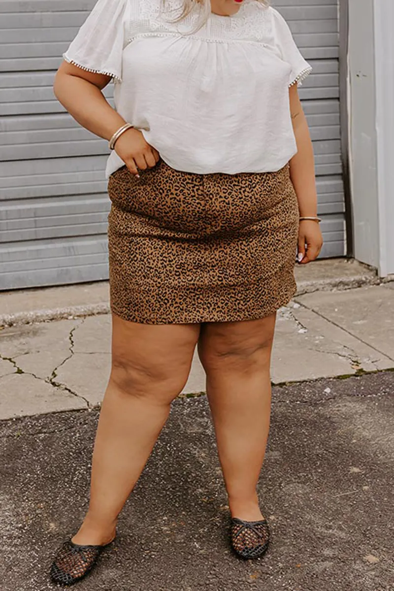 Slim Fit Leopard Print High Waist Women's Hip Skirt
