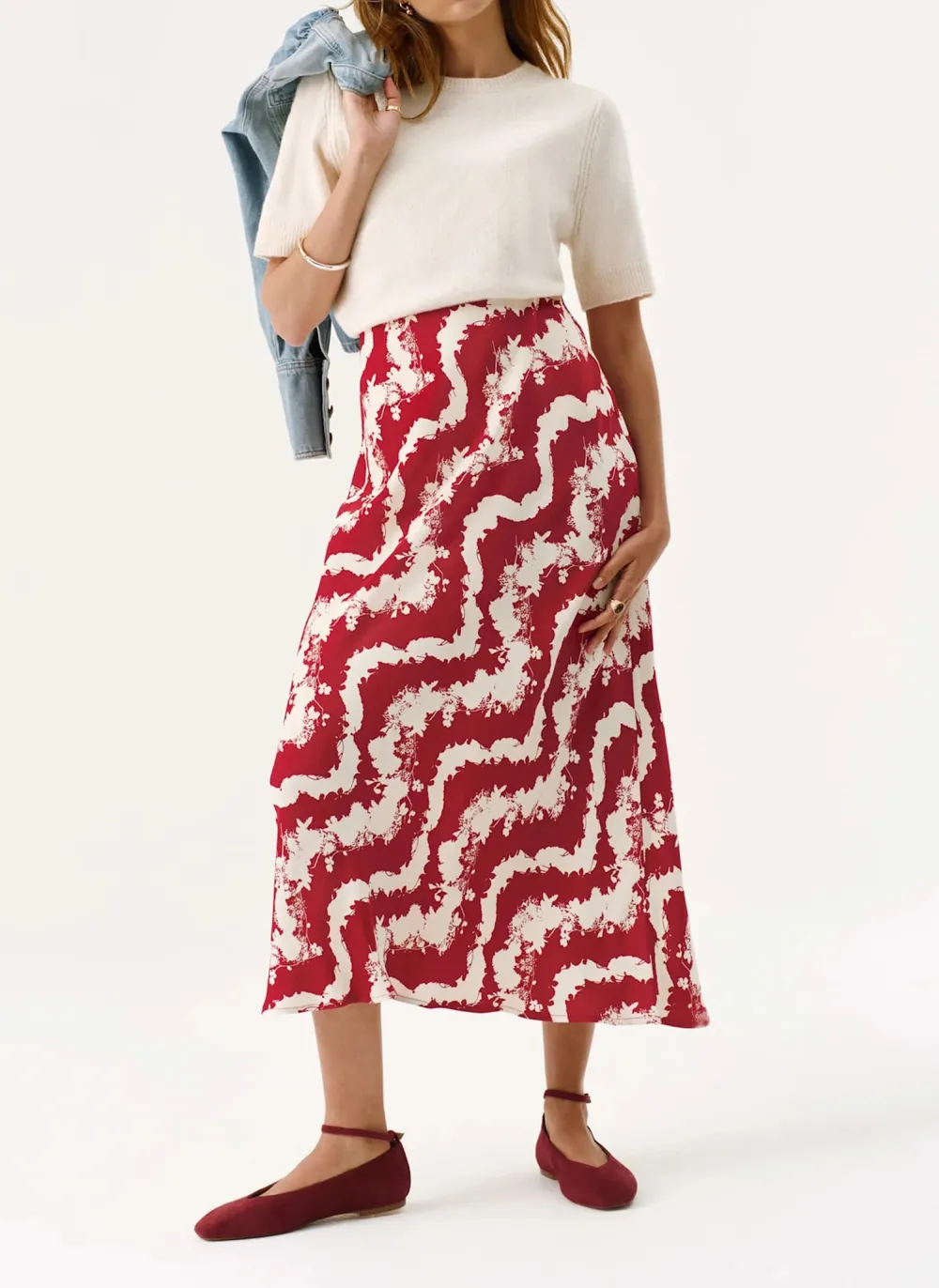 Casual Style Abstract Floral Print Slip Skirt