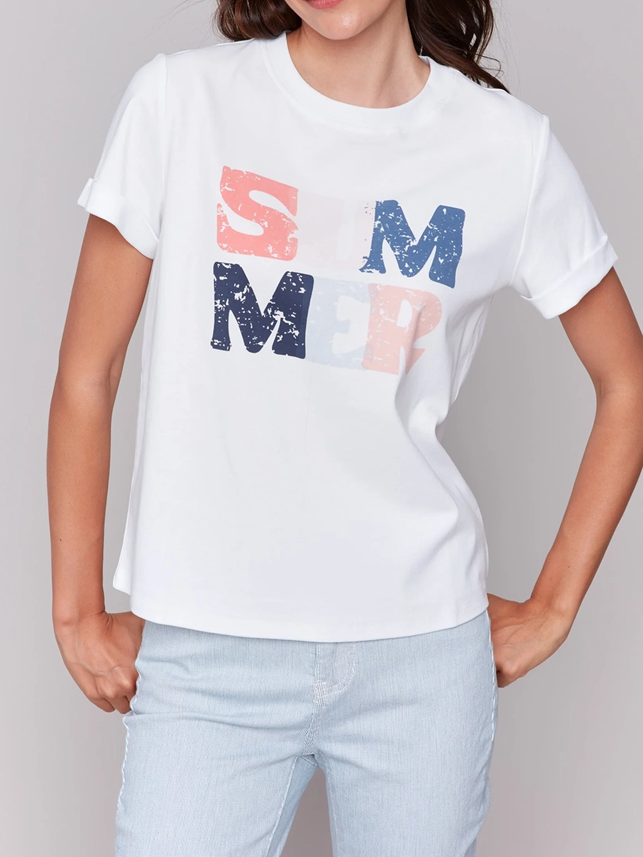 Women's Short-Sleeved Shirt With Cute Letters