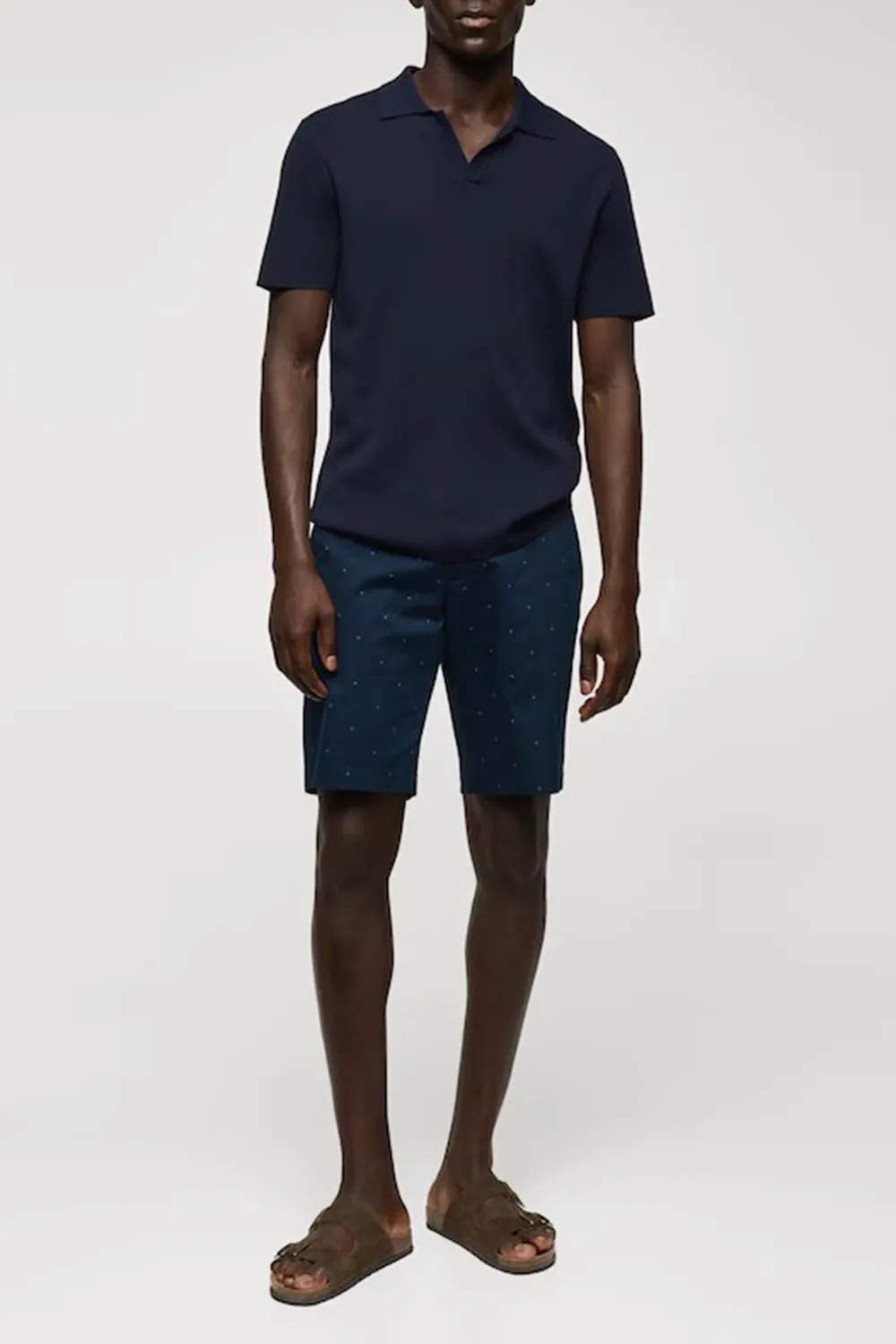 Slim-Fit Cotton Micro-Print Shorts