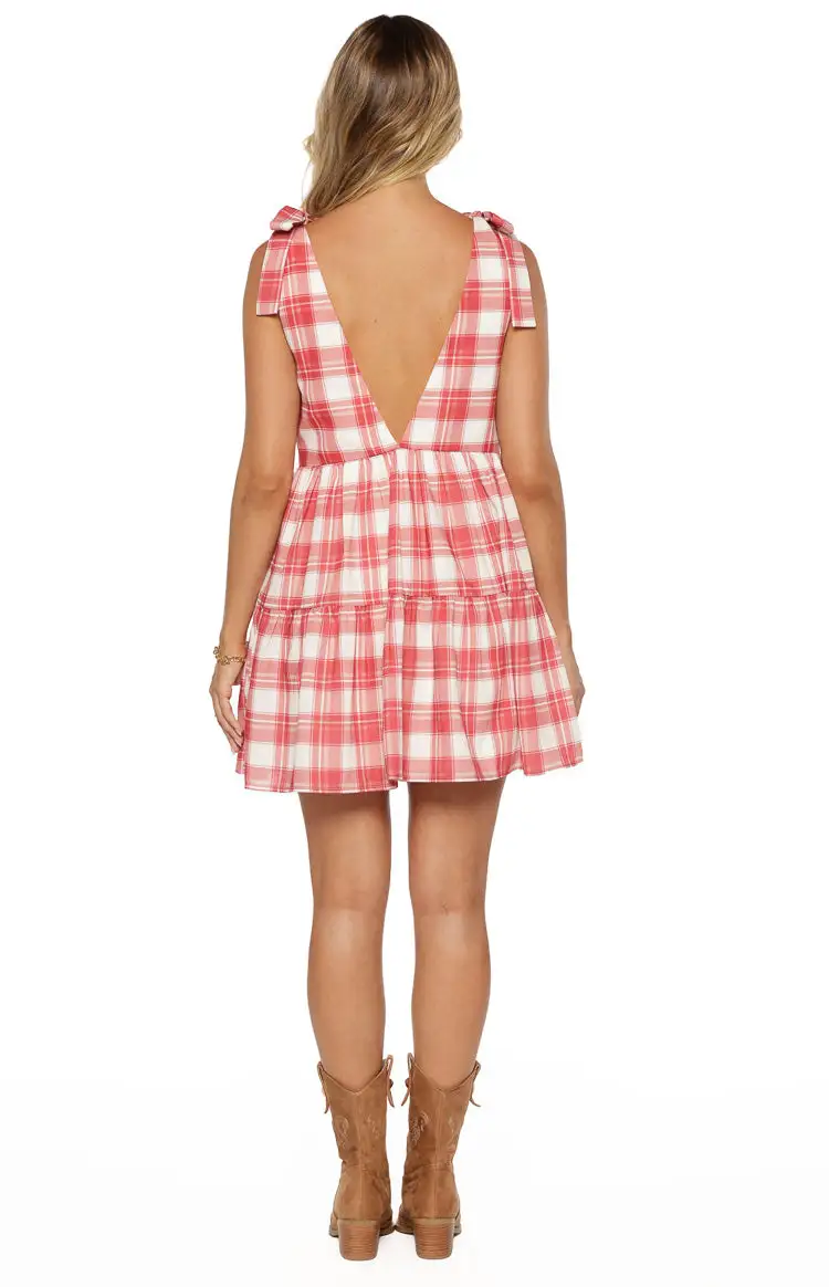 V Neck Frills Girl Mini Dress