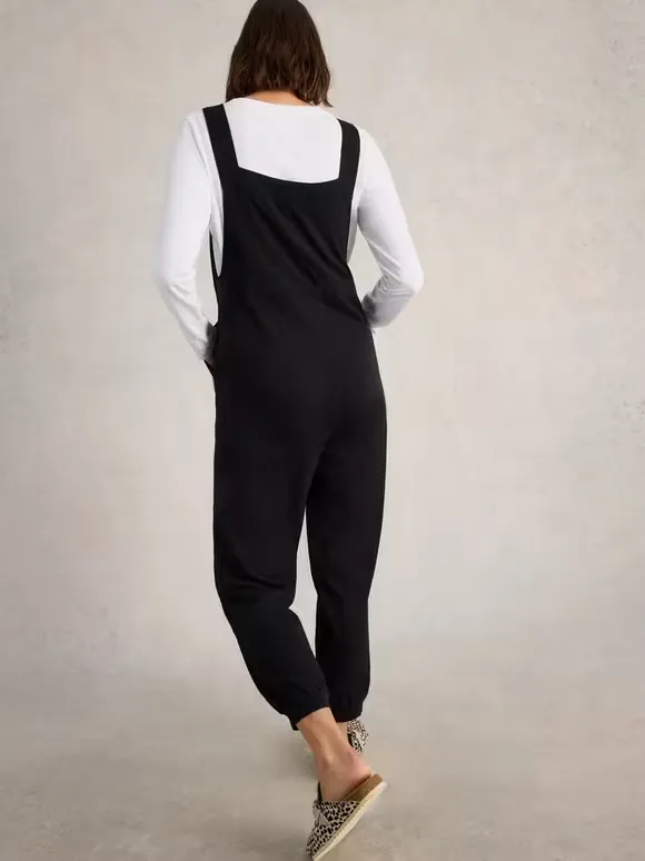 Jersey Dungaree In Pure Black