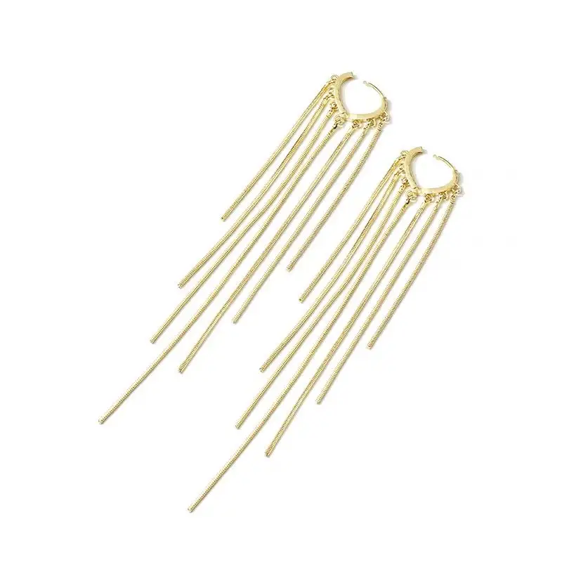 Gold Plated Long Tassel Earrings for Women