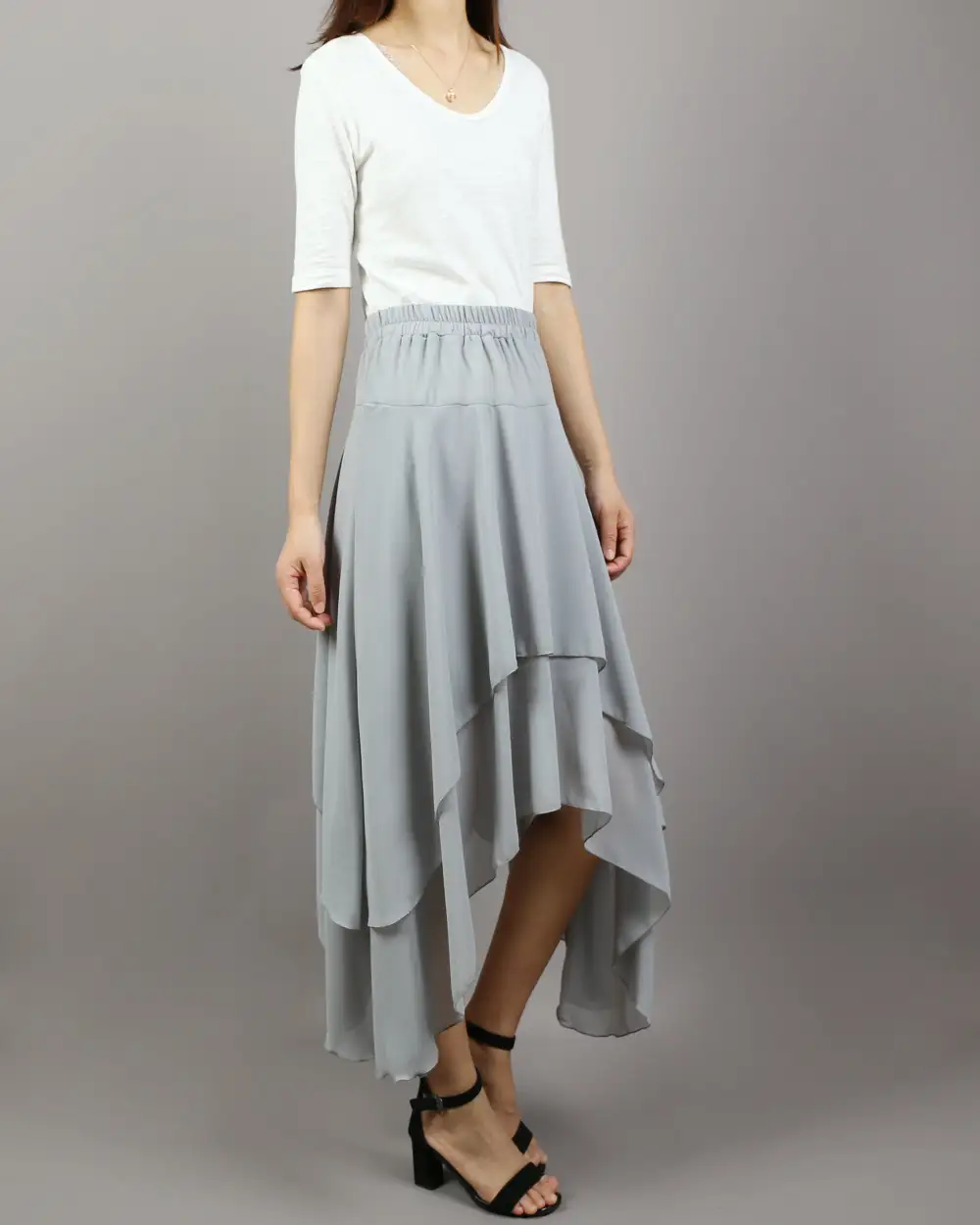 Airy Elastic Waist Chiffon Skirt