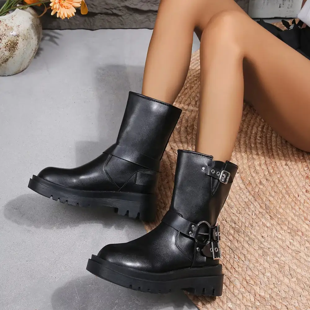 Versatile Round Toe Block Heel Boots