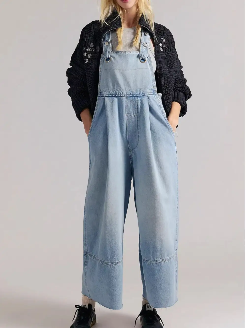 Classic Denim Wide Leg Overalls