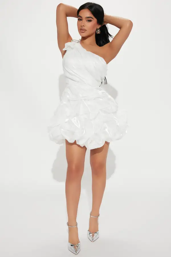 Mine Forever Draped Mini Dress - White