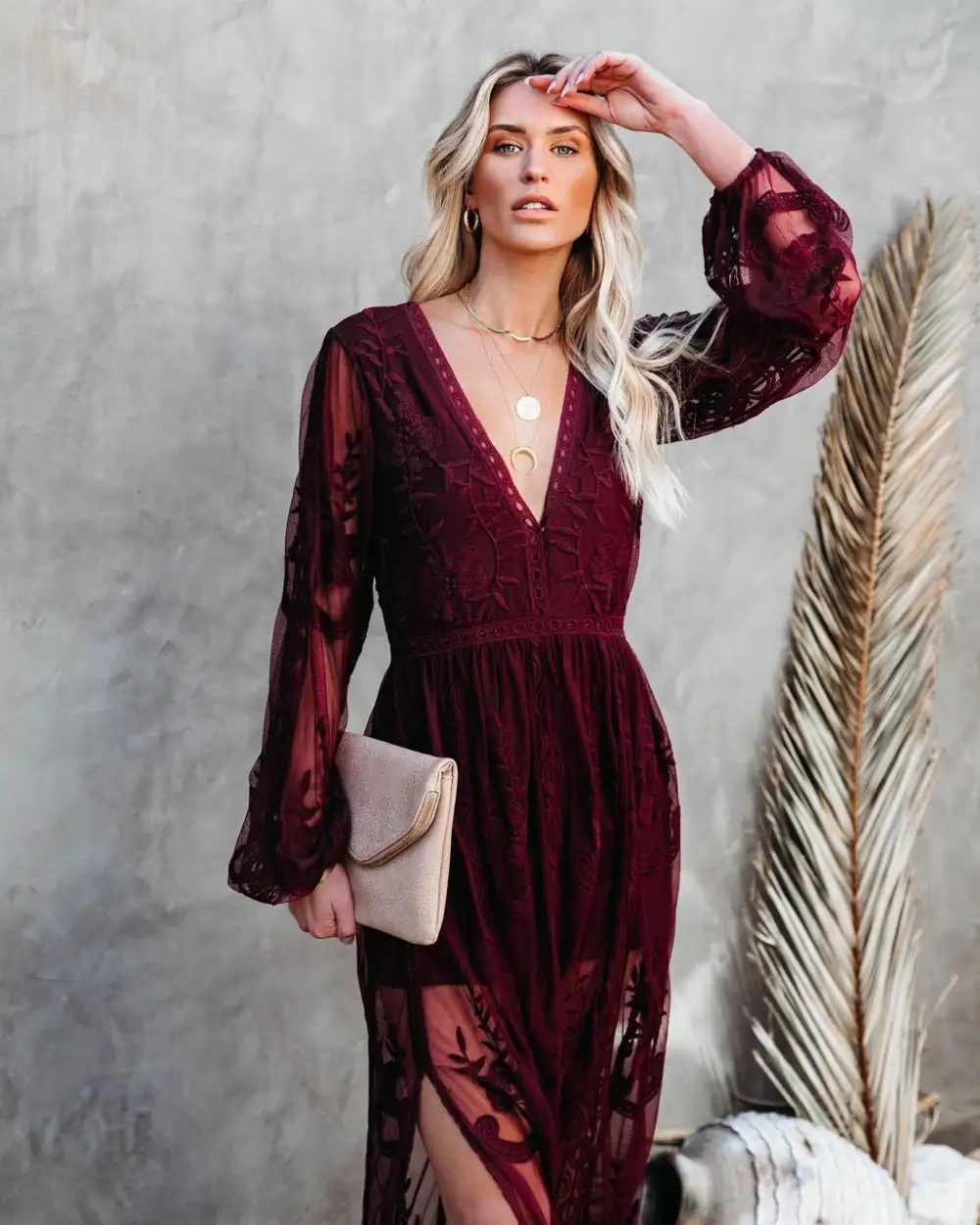 Mystical Moonlight Lace Boho Maxi Dress