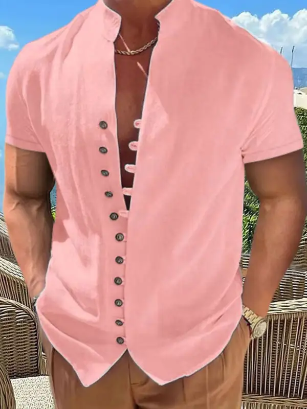 Collared Short Sleeve Button Front Shirt