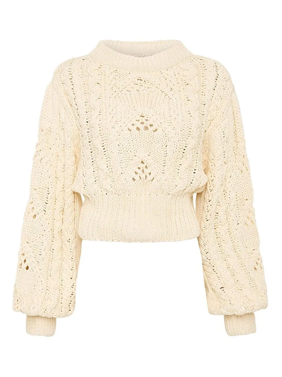 White Cable Knit Sweater