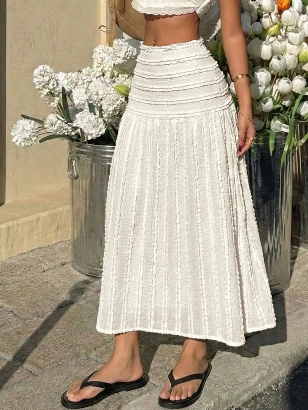 Modern Flared Line Detail Skirt