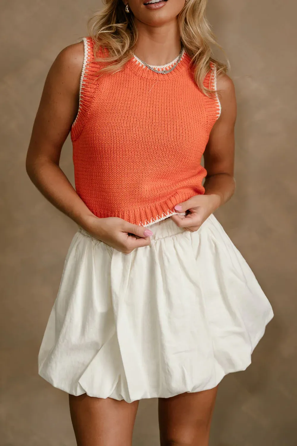 Contrast Color Cropped Sweater