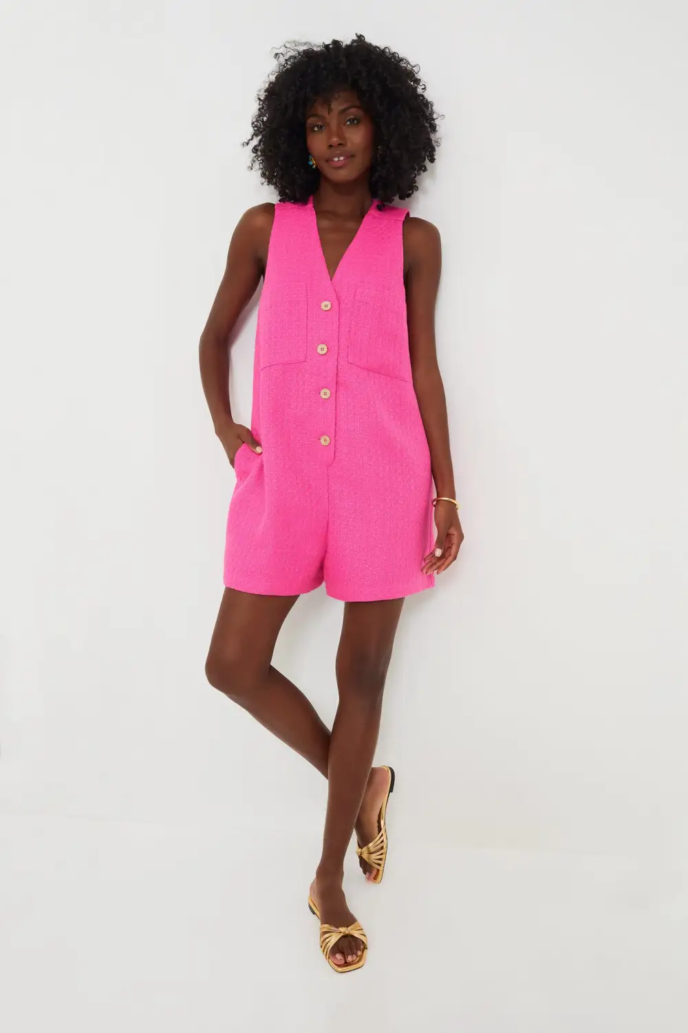 Hot Pink Textured Myla Romper