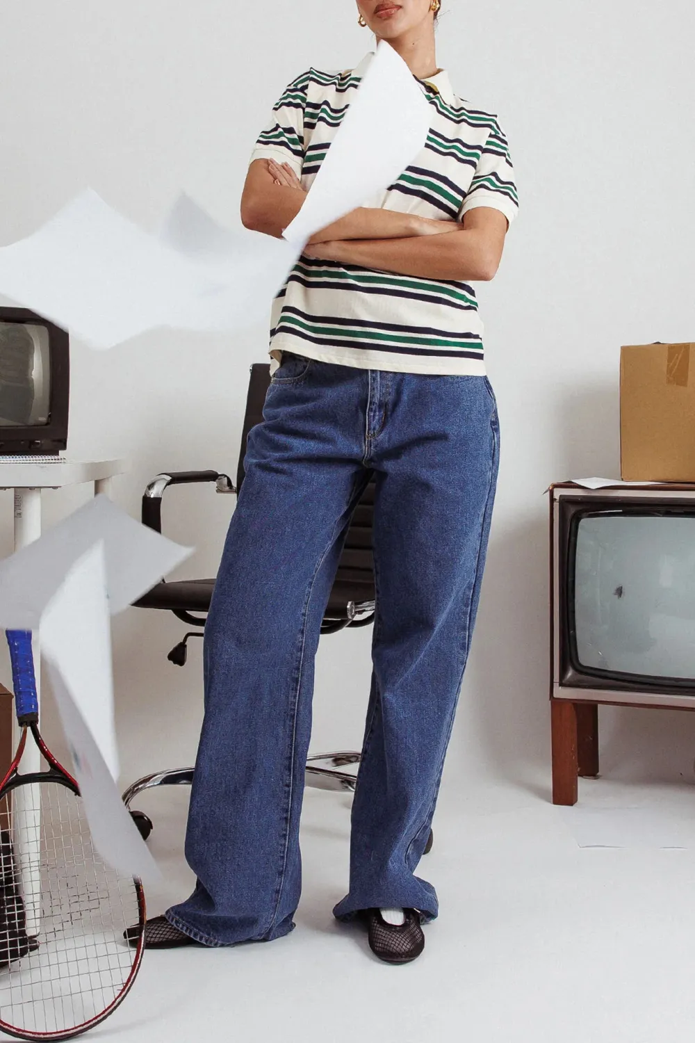 Cotton Loose Low Rise Jeans