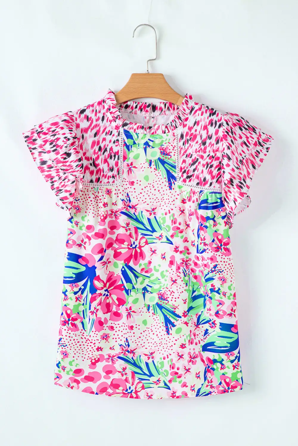 Everyday Floral Ruffled Cap Sleeve Blouse