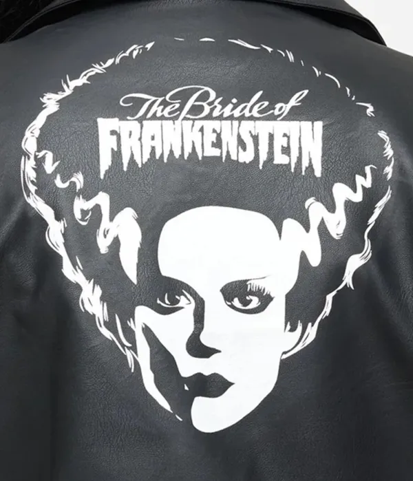 Universal Monsters X Unique Vintage Plus Size Black And White Bride Of Frankenstein Leather Jacket