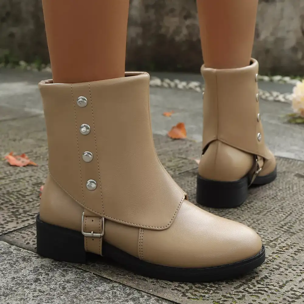 Structured Round Toe Block Heel Boots