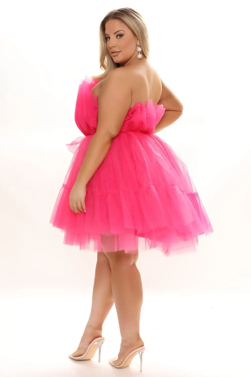 Exclusive Tulle Mini Dress - Hot Pink