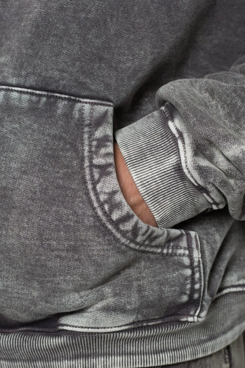 DARK BROWN DISTRESSED HOODIE