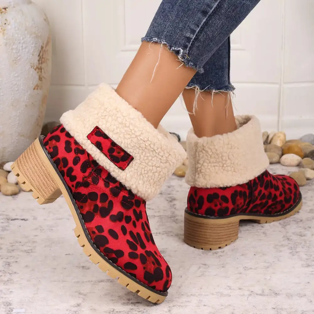 Print Plush Lined Boots
