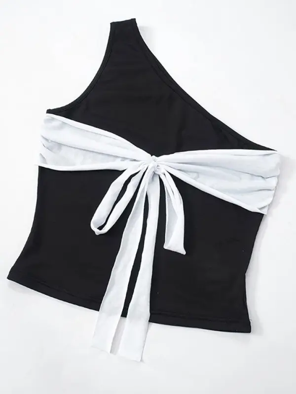 Asymmetric Bow-Detail Slim-Fit Tank Top