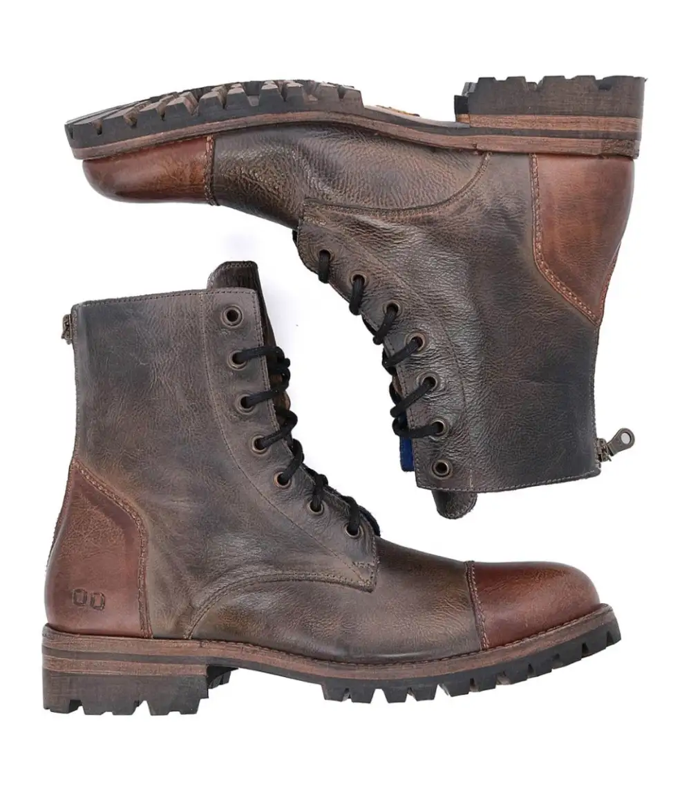 Lug Sole Back Zip Welted Rugged Ankle Boots