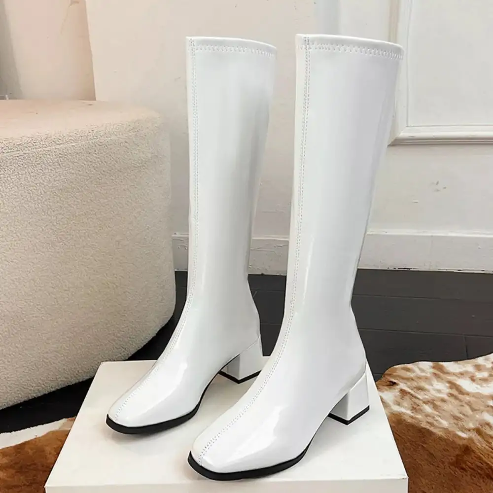 Refined Square Toe Block Heel Boots